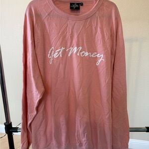 Pink Sweatshirt with White Text